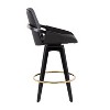 Set of 2 Cosmo PU Leather/Metal/Wood Counter Height Barstools Black - LumiSource - image 3 of 4