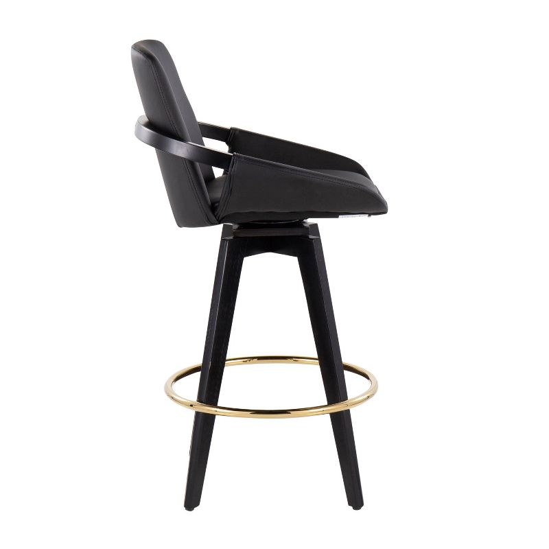 Set of 2 Cosmo PU Leather/Metal/Wood Counter Height Barstools Black/Gold - LumiSource, 3 of 10