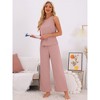 INSPIRE CHIC Women's Waffle Knit Tank Top with Wide Leg Pants 2 Piece Lounge Set - 2 of 4