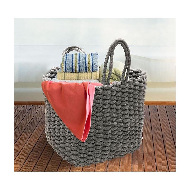 Stor-All Square Cotton Woven Basket With Handles For Organizing Great For Storage Basket Laundry Toys, 2 of 3