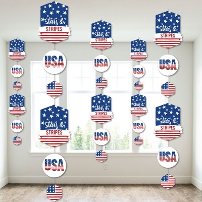 Big Dot of Happiness Stars & Stripes - Patriotic Party DIY Dangler Backdrop - Hanging Vertical Decorations - 30 Pieces