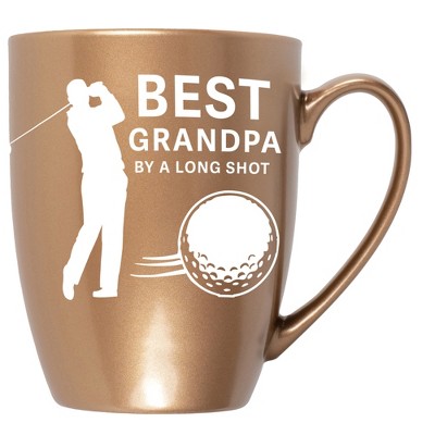 Elanze Designs Best Grandpa By A Long Shot Bronze 10 ounce New Bone China Coffee Cup Mug