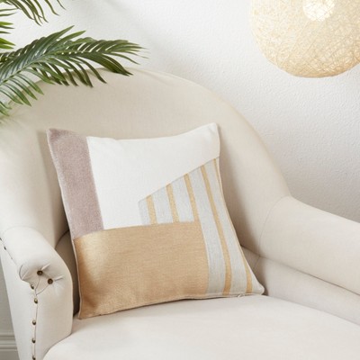 Artistic Geometric Cotton Throw Pillow with Removable Cover, 18" x 18"