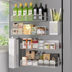 Magnetic Spice Rack for Refrigerator, 6 Pack 100% Metal Strong Magnet Shelf, Space Saving Spice Organizer - 1 of 4