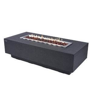 Elementi 60" x 27" Granville Rectangular Concrete Natural Gas Fire Pit Table 45,000 BTUs Patio Heater - Dark Gray - 1 of 4