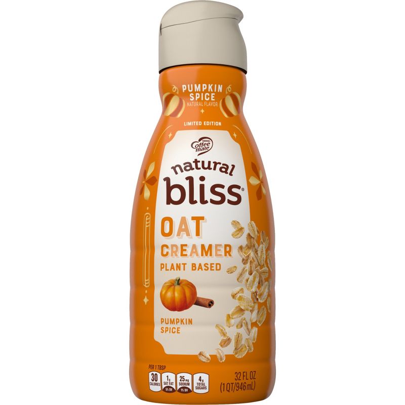Coffee mate Natural Bliss Plant Based Pumpkin Spice Oat Milk Creamer - 1qt, 1 of 12