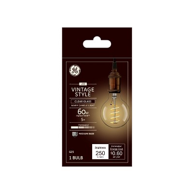 General Electric VintaG25 Globe Spiral Clear LED Light Bulb White