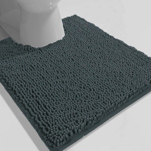 Home Mart Goods Charcoal Grey Soft Cozy Plush Chenille Contour Bath Mat Bathroom Rug - 1 of 3