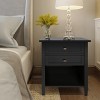Vynxaria Transitional 2-Drawer Bedside Table - Black, 16"Dx24"Wx26"H, Solid Wood, Bronze Pulls, Metal Glides, Open Bottom Storage - 3 of 4