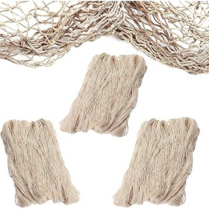 Fish Net Decorative [3 Pack] Natural Cotton Fishnet Decor - Each 14 ft x 4 ft. for Mermaid Party Decorations, Beach Table Cover by 4E's Novelty - 1 of 4