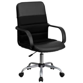 Swivel Task Chair Black Leather/Mesh - Flash Furniture