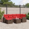 vidaXL 7 Piece Patio Sofa Set with Cushions Brown Poly Rattan - 2 of 4