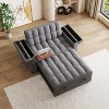 TiramisuBest 65" Light Grey Velvet 3-in-1 Sofa Bed, Foldable Double Sofa with Adjustable Back & Hidden Desk - 4 of 4
