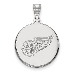 Black Bow Jewelry 10k White Gold Detroit Red Wings NHL Large Pendant - 1 of 3