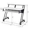 Vynxaria Black White Music Studio Desk Computer Desks with Sturdy Metal Base Stylish Design for Professional Recording Setups - 2 of 4