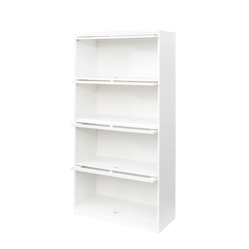4-Tier Bookcase With Clear Glass Flip-Up Doors, Floor Storage Cabinet, Free Standing Book Shelf Storage Organizer, 5 of 8