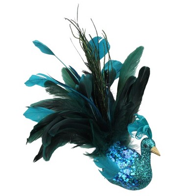 Northlight 10" Peacock Clip-On Christmas Ornament - Turquoise Blue/Green