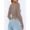 Coolmee Women's Casual Long Sleeve Boat Neck Off Shoulder Slim Fit Crop Top Going Out Blouses Tight Shirts - 3 of 4