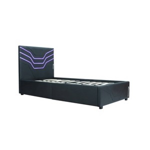 Twin Cosmos RGB Gaming Kids' Bed Black - X Rocker: Upholstered Twin Platform, Wood & Steel Frame, Teen Gamer Bed - 1 of 4