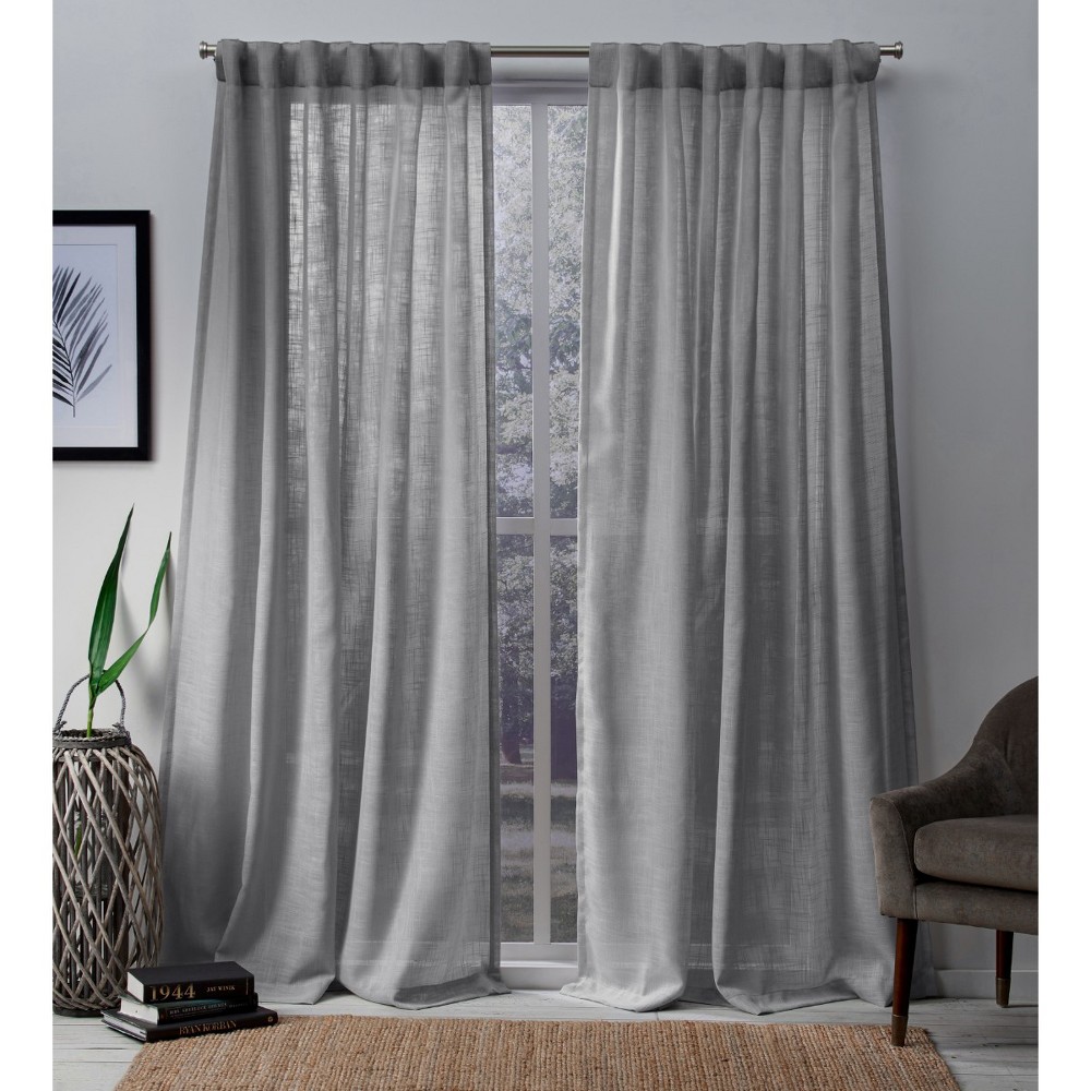 Photos - Curtains & Drapes Set of 2  Bella Curtain Panels Silver - Exclusive Home(84"x54")