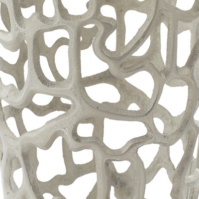 Silver Aluminum Hollow Pattern Decorative Vase