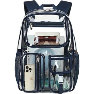Heavy Duty Clear Backpack, TPU Stadium Bookbag for Sports Events & Travel, Large Capacity Grey See-Through Bag - 1 of 4