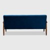 Sorrento Velvet Upholstered Wooden 3 Seater Sofa Navy Blue/Brown - Baxton Studio: Danish Design, Rubberwood Frame - 4 of 4