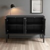 4-Door Sideboard Buffet Cabinet with Honeycomb Patterned MDF Doors, Vintage Metal Handles, Painted Finish, Ample Storage for Dining Room, Kitchen - 3 of 4