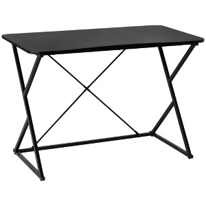 HOMCOM 43" Home Office Computer Desk Study Student Writing Table with Z and X Bar Frame Support for Living Room, Black - 1 of 4