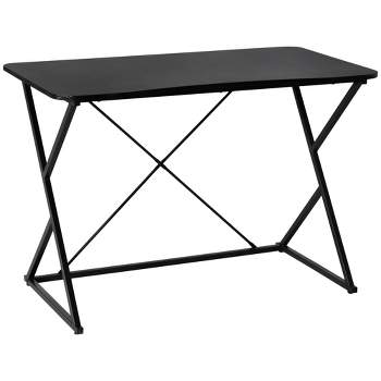 HOMCOM 43" Home Office Computer Desk Study Student Writing Table with Z and X Bar Frame Support for Living Room, Black