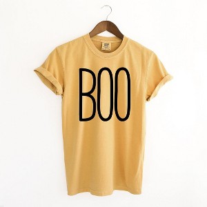 Simply Sage Market Women's Boo Word Short Sleeve Garment Dyed Tee - 1 of 2