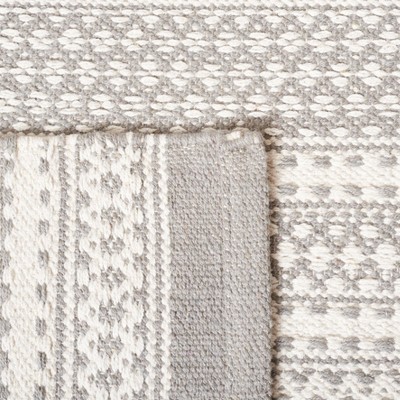 Gray and Beige Handwoven Wool Striped 8' x 10' Area Rug