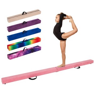 Costway 9 FT Folding Balance Beam w/ Solid Wood Base & Anti-slip Bottom for Kids Teens Pink - 1 of 4