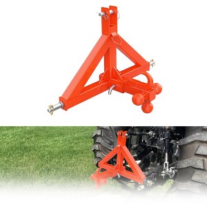 3 Point Hitch Receiver for Category 1 Tractor, 2 in Receiver, 3 Ball & Hook, Heavy Duty Trailer Hitch - 1 of 4