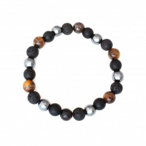Plantlife Aromatherapy Bracelet - Tigers Eye & Hematite Stretch, Lava Rock & Natural Stone Jewelry for Essential Oil Diffusion & Wellness - 1 of 1