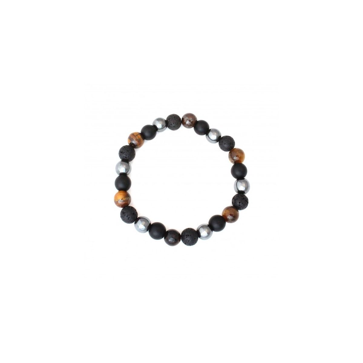 Plantlife Aromatherapy Bracelet - Tigers Eye & Hematite Stretch, Lava Rock & Natural Stone Jewelry for Essential Oil Diffusion & Wellness