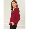INSPIRE CHIC Women's Office Keyhole Elegant Stand Collar Long Sleeve Back Neck Button Blouse - 4 of 4