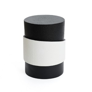 LuxenHome Modern Black and White Metal Round Side Table, 20.5" Color Block Coffee Accent End Table for Living Room, Bedside Couch Tables - 1 of 4