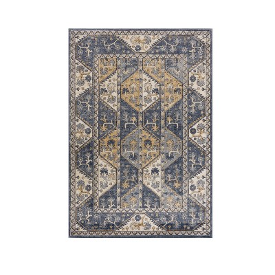 LIVN CO. Geometric Traditional Vienna Tiled Border Area Rug