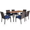Costway 7PCS Patio Rattan Dining Chair Table Set with  Cushion Umbrella Hole Black/Navy - 3 of 4