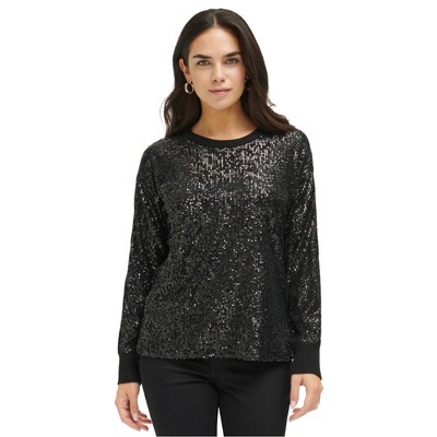 Calvin Klein Womens Sequin Pullover Sweater
