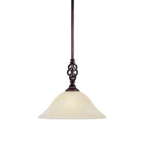 Toltec Lighting Elegante 1 - Light Pendant in  Dark Granite with 12" Amber Marble Shade - 1 of 1