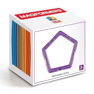 Magformers Pentagon 12 Pieces Rainbow Colors, Educational Magnetic Geometric Shapes Tiles Building STEM Toy Set Ages 3+