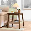 Lirago Dark Walnut Mid-Century End Table with Woven Shelf Solid Wood Bedside Table 23"H x 23"D x 23"W - 2 of 4