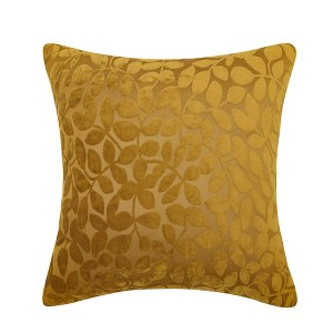 Kate Aurora Red Hook Cut Leaf Embossed Chenille Ultra Plush & Fluffy 18"x 18" Filled Accent Throw Pillow With Removable Zipper Shell/Cover - 1 of 4