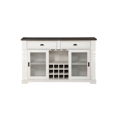 Ivory Mocha Transitional 60" Farmhouse Sideboard with Wine Storage