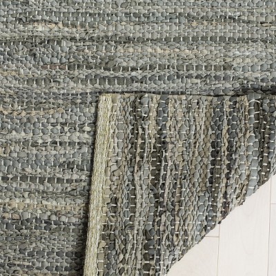 Gray Handmade Cowhide Flat Woven 6' x 9' Area Rug