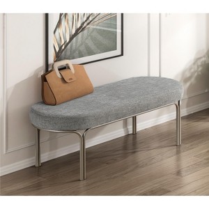 Sapphtopaz Modern Ottoman Bench with Thick Upholstered Entryway Bench with Metal Legs Rectangle Vanity Stool for Living Room, Entryway - 1 of 4