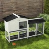 LAOTIES 62" Wooden Rabbit Hutch with Run Area,Outdoor Small Animal Enclosure with Tray,Ramp,Lockable Doors,Asphalt Roof - 2 of 4