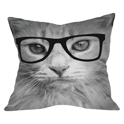 Light Gray Allyson Johnson Hippest Cat Throw Pillow (20"x20") - Deny Designs